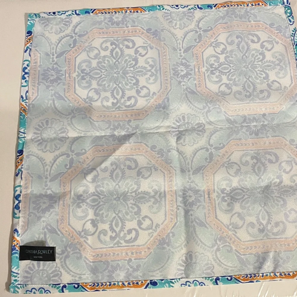 Cynthia Rowley Dinner Napkins, Set of four, Floral, Geometric, Statement, NWOT